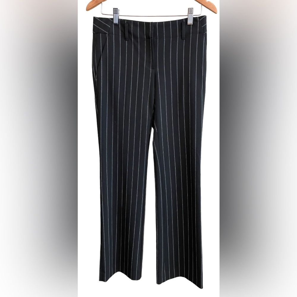 LOFT: Black and White Striped Marisa Trouser Pants (15” waist laid flat)